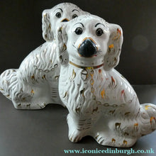 Load image into Gallery viewer, 13 1/4 Inches. Large Antique Victorian Staffordshire Dogs or Chimney Spaniels
