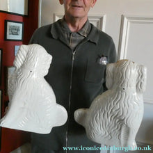 Load image into Gallery viewer, 13 1/4 Inches. Large Antique Victorian Staffordshire Dogs or Chimney Spaniels
