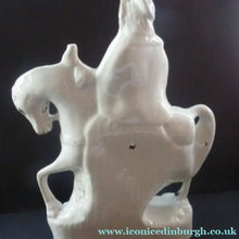 Load image into Gallery viewer, SAMPSON SMITH. LARGE Antique 1880s Victorian STAFFORDSHIRE Figurine. King Charles I on Horseback Carrying a Scroll
