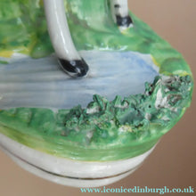 Load image into Gallery viewer, Genuine ANTIQUE STAFFORDSHIRE Figurine. Woman / Milkmaid with Large Cow by a Stream; 1880s
