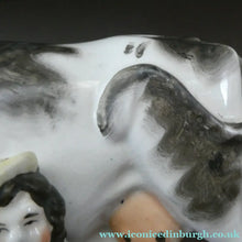 Load image into Gallery viewer, Genuine ANTIQUE STAFFORDSHIRE Figurine. Woman / Milkmaid with Large Cow; 1880s
