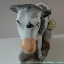 Load image into Gallery viewer, Genuine ANTIQUE STAFFORDSHIRE Figurine. Woman / Milkmaid with Large Cow; 1880s
