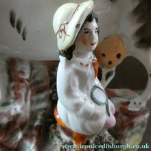 Load image into Gallery viewer, Genuine ANTIQUE STAFFORDSHIRE Figurine. Woman / Milkmaid with Large Cow; 1880s
