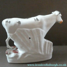 Load image into Gallery viewer, Genuine ANTIQUE STAFFORDSHIRE Figurine. Woman / Milkmaid with Large Cow; 1880s
