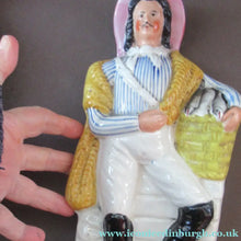 Load image into Gallery viewer, Pair of Victorian Antique Staffordshire Figures: Fishwife and Fisherman. Matched Pair
