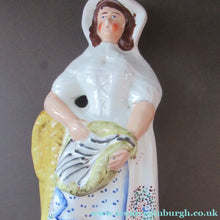 Load image into Gallery viewer, Pair of Victorian Antique Staffordshire Figures: Fishwife and Fisherman. Matched Pair
