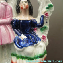 Load image into Gallery viewer, Antique Miniature Staffordshire Figurine. Couple Under a Fruiting  Vine
