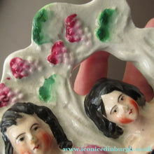 Load image into Gallery viewer, Antique Miniature Staffordshire Figurine. Couple Under a Fruiting  Vine

