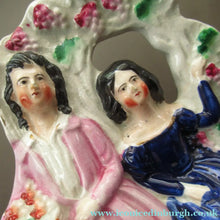 Load image into Gallery viewer, Antique Miniature Staffordshire Figurine. Couple Under a Fruiting  Vine
