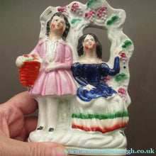 Load image into Gallery viewer, Antique Miniature Staffordshire Figurine. Couple Under a Fruiting  Vine
