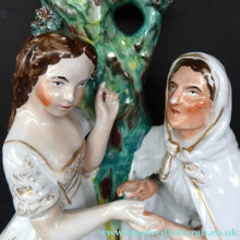 Load image into Gallery viewer, Rare Large ANTIQUE Staffordshire Spill Vase Figurine of the Gypsy Fortune Teller; 1880s. EXCELLENT CONDITION
