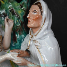 Load image into Gallery viewer, Rare Large ANTIQUE Staffordshire Spill Vase Figurine of the Gypsy Fortune Teller; 1880s. EXCELLENT CONDITION
