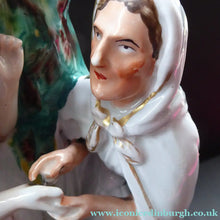 Load image into Gallery viewer, Rare Large ANTIQUE Staffordshire Spill Vase Figurine of the Gypsy Fortune Teller; 1880s. EXCELLENT CONDITION
