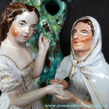 Load image into Gallery viewer, Rare Large ANTIQUE Staffordshire Spill Vase Figurine of the Gypsy Fortune Teller; 1880s. EXCELLENT CONDITION

