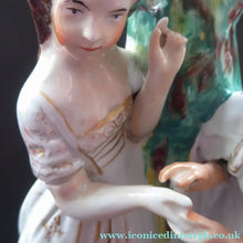 Load image into Gallery viewer, Rare Large ANTIQUE Staffordshire Spill Vase Figurine of the Gypsy Fortune Teller; 1880s. EXCELLENT CONDITION
