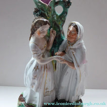 Load image into Gallery viewer, Rare Large ANTIQUE Staffordshire Spill Vase Figurine of the Gypsy Fortune Teller; 1880s. EXCELLENT CONDITION

