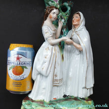 Load image into Gallery viewer, Rare Large ANTIQUE Staffordshire Spill Vase Figurine of the Gypsy Fortune Teller; 1880s. EXCELLENT CONDITION
