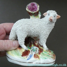 Load image into Gallery viewer, ANTIQUE Victorian 1880s Staffordshire Spill Vase. In the form of a Sheep 
