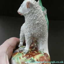 Load image into Gallery viewer, ANTIQUE Victorian 1880s Staffordshire Spill Vase. In the form of a Sheep 
