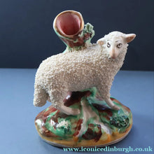 Load image into Gallery viewer, ANTIQUE Victorian 1880s Staffordshire Spill Vase. In the form of a Sheep or Ram
