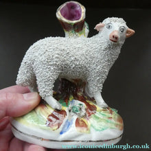 Load image into Gallery viewer, ANTIQUE Victorian 1880s Staffordshire Spill Vase. In the form of a Sheep 
