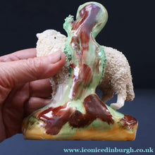 Load image into Gallery viewer, ANTIQUE Victorian 1880s Staffordshire Spill Vase. In the form of a Sheep or Ram
