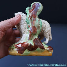 Load image into Gallery viewer, ANTIQUE Victorian 1880s Staffordshire Spill Vase. In the form of a Sheep or Ram
