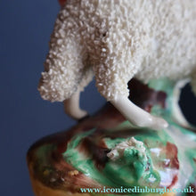 Load image into Gallery viewer, ANTIQUE Victorian 1880s Staffordshire Spill Vase. In the form of a Sheep or Ram
