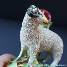 Load image into Gallery viewer, ANTIQUE Victorian 1880s Staffordshire Spill Vase. In the form of a Sheep or Ram

