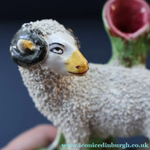 Load image into Gallery viewer, ANTIQUE Victorian 1880s Staffordshire Spill Vase. In the form of a Sheep or Ram

