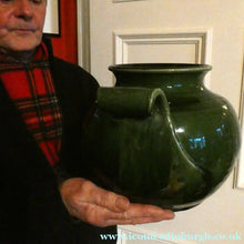 Load image into Gallery viewer, 1890s MASSIVE Arts &amp; Crafts Green Glazed Pot or Jardiniere. Made by AULT Pottery for LIBERTY

