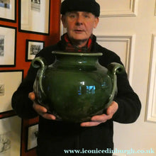 Load image into Gallery viewer, 1890s MASSIVE Arts &amp; Crafts Green Glazed Pot or Jardiniere. Made by AULT Pottery for LIBERTY

