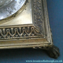 Load image into Gallery viewer, Antique Victorian OSLER Corintian Table Lamp with Brass Base and Capital and Fluted Crystal Upstand Section. SIGNED

