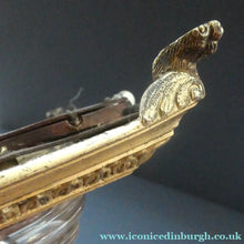 Load image into Gallery viewer, Antique Victorian OSLER Corintian Table Lamp with Brass Base and Capital and Fluted Crystal Upstand Section. SIGNED
