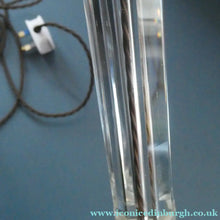 Load image into Gallery viewer, Antique Victorian OSLER Corintian Table Lamp with Brass Base and Capital and Fluted Crystal Upstand Section. SIGNED

