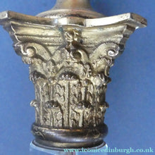Load image into Gallery viewer, Antique Victorian OSLER Corintian Table Lamp with Brass Base and Capital and Fluted Crystal Upstand Section. SIGNED
