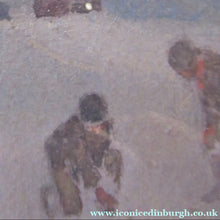 Load image into Gallery viewer, Strange 1890s VICTORIAN Watercolour by Thomas Carleton Grant. Two Boys Playing Marbles in a Village Square
