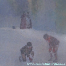 Load image into Gallery viewer, Strange 1890s VICTORIAN Watercolour by Thomas Carleton Grant. Two Boys Playing Marbles in a Village Square

