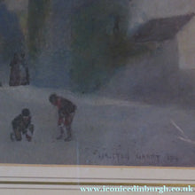 Load image into Gallery viewer, Strange 1890s VICTORIAN Watercolour by Thomas Carleton Grant. Two Boys Playing Marbles in a Village Square
