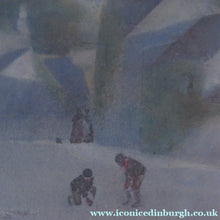 Load image into Gallery viewer, Strange 1890s VICTORIAN Watercolour by Thomas Carleton Grant. Two Boys Playing Marbles in a Village Square
