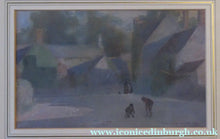 Load image into Gallery viewer, Strange 1890s VICTORIAN Watercolour by Thomas Carleton Grant. Two Boys Playing Marbles in a Village Square
