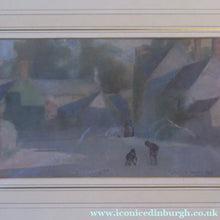 Load image into Gallery viewer, Strange 1890s VICTORIAN Watercolour by Thomas Carleton Grant. Two Boys Playing Marbles in a Village Square

