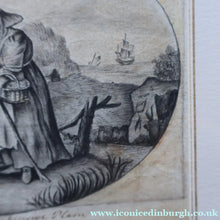 Load image into Gallery viewer, Rare 18th Century Drawing: The Sad Historian of the Pensive Plain (Illustration to Oliver Goldsmith's Poem). Pen and Grey Wash on Paper
