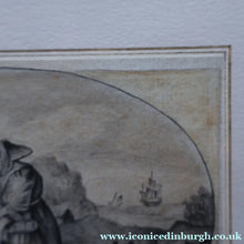 Load image into Gallery viewer, Rare 18th Century Drawing: The Sad Historian of the Pensive Plain (Illustration to Oliver Goldsmith's Poem). Pen and Grey Wash on Paper
