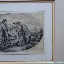Load image into Gallery viewer, Rare 18th Century Drawing: The Sad Historian of the Pensive Plain (Illustration to Oliver Goldsmith's Poem). Pen and Grey Wash on Paper

