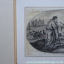 Load image into Gallery viewer, Rare 18th Century Drawing: The Sad Historian of the Pensive Plain (Illustration to Oliver Goldsmith's Poem). Pen and Grey Wash on Paper
