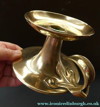 Load image into Gallery viewer, 1900s Antique Brass Arts and Crafts Candleholder or Chanberstick
