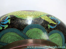 Load image into Gallery viewer, Antique 1900s Chinese Cloisonne Bowl with Yellow Dragon and Flaming Pearl
