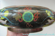 Load image into Gallery viewer, Antique 1900s Chinese Cloisonne Bowl with Yellow Dragon and Flaming Pearl
