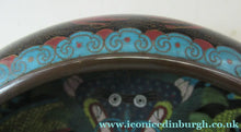 Load image into Gallery viewer, Antique 1900s Chinese Cloisonne Bowl with Yellow Dragon and Flaming Pearl
